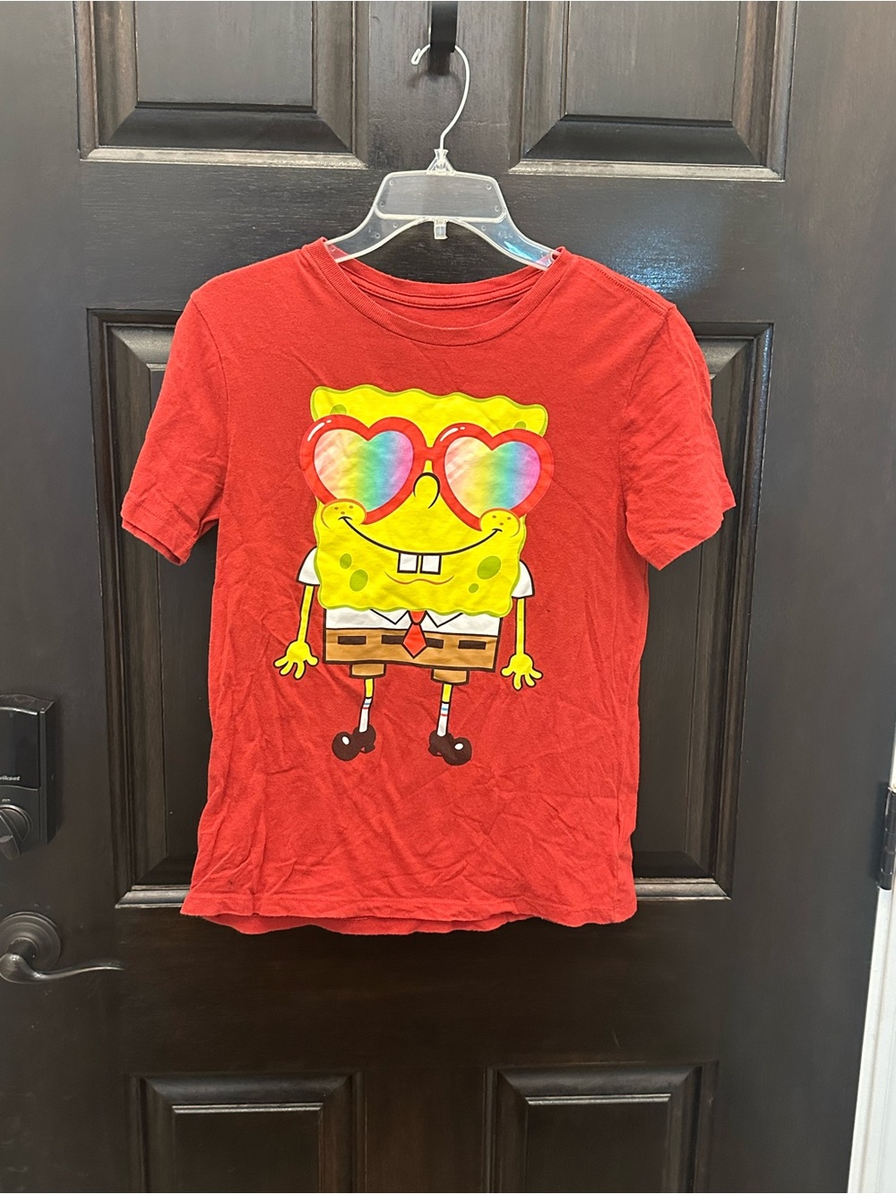 Boys Red SpongeBob Valentine’s Tee - Heart Sunglasses Size XL